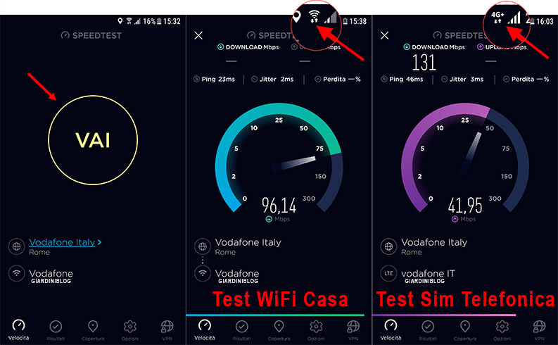 test connessione mobile