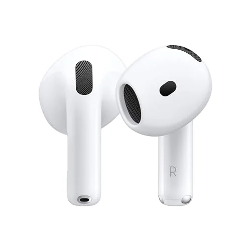 Apple AirPods 4 Auricolari wireless, Auricolari Bluetooth, Cancellazione attiva del rumore, Audio adattivo, Trasparenza, Audio spaziale personalizzato, Custodia di ricarica USB-C, Ricarica wireless