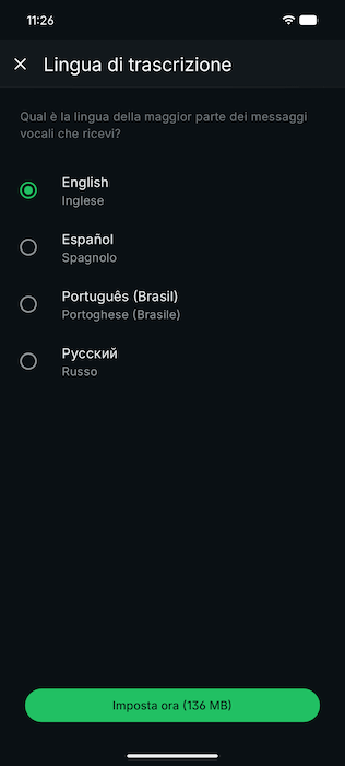 Lingua Trascrizione Whatsapp Versione Android Imposta Ora
