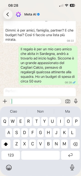 meta ai idee regalo modifica richiesta