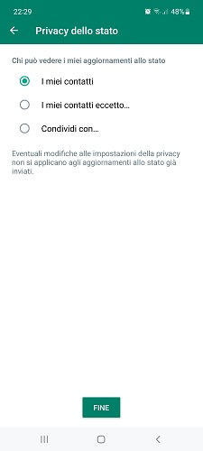 Privacy Stato Whatsapp
