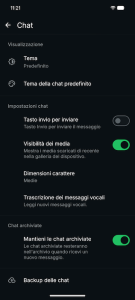 Sezione Chat Whatsapp Versione Android
