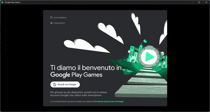 Google Play Games Schermata Benvenuto