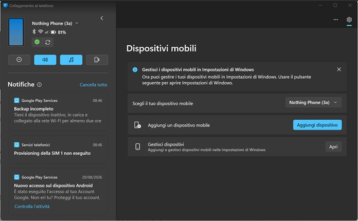 Nothing Phone 3a Collegamento Al Telefono