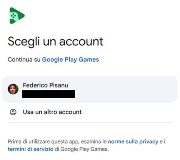 Scegli Un Account Google Play Games