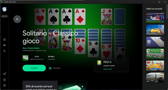Solitario Classico Gioco Installa