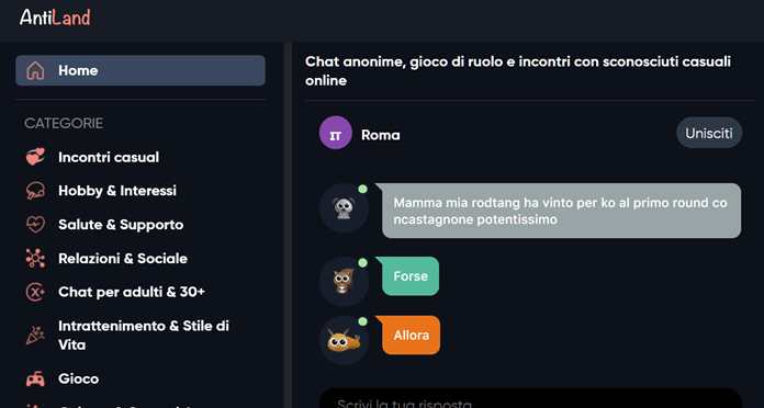 Antiland Chat Anonima